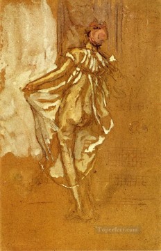  ink Oil Painting - A Dancing Woman in a Pink Robe Seen from the Back James Abbott McNeill Whistler